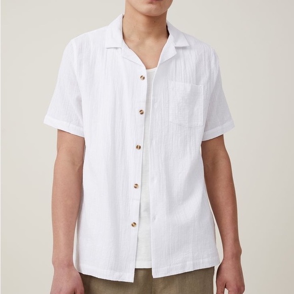 J. Crew Factory White Linen Blend Casual Camp Shirt - Picture 7 of 7